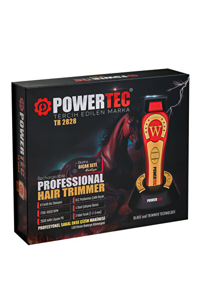 POWERTEC TR-2828 Tam Profesyonel 9.000rpm 8 Kademeli Sakal Ense Kesim-Çizim Makinesi +Yedek DLC Bıçak Seti