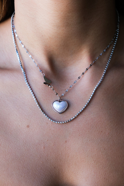Serenite Collection قلادة قلب من الفولاذ