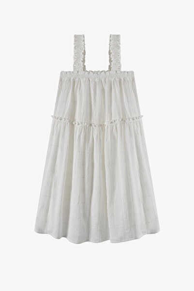 Penti Beyaz Kız Çocuk White Texture Elbise