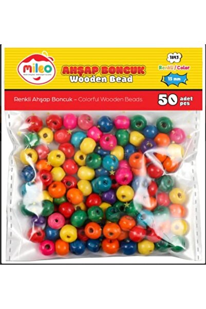 Mas Mileo Wooden Beads 15mm Mixed Color Pack of 50 1843