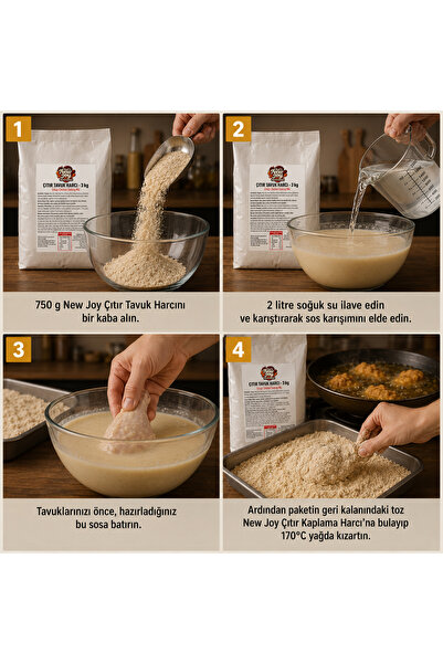 chef's new joy professional Acılı Çıtır Tavuk Pane Harcı 3000 gr Acılı Kaplama Harcı
