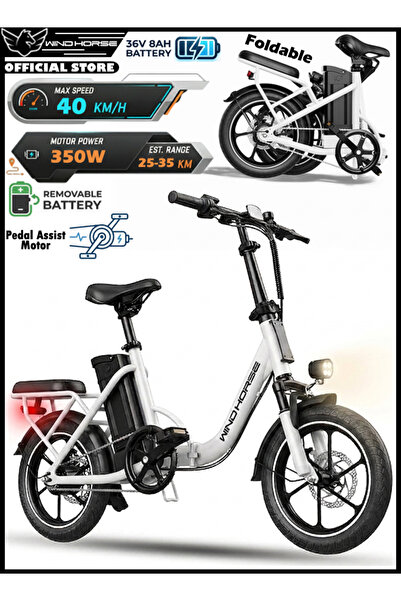 Wind Horse Folding Electric Bike 350W Motor 36V8AH Battery 40 KM/H Speed 25-3...