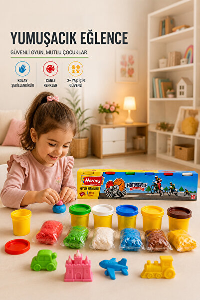 HEROES DOUGH 6'lı Oyun Hamuru Seti (Toplam 240 Gr) - Mini Boy Renkli Okul Önc...