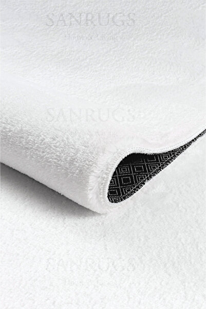 SANRUGS Home & Living Peluş Kaymaz Taban Makinede Yıkanılır Pofuduk Halı Antr...