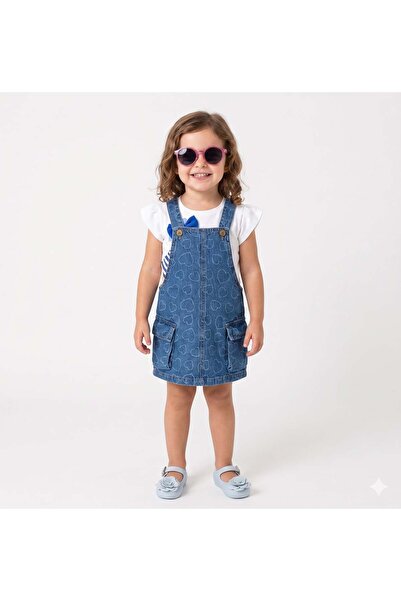 MAYORAL Girl's Heart Embossed Salopet Dress 2-10 Years Old Heart Printed