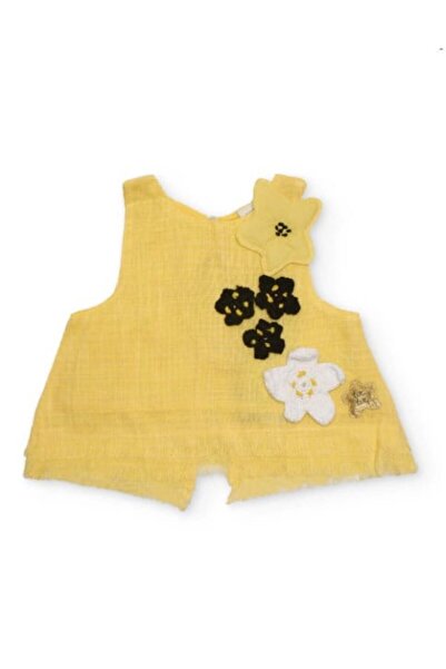 Tuc Tuc Girl's Yellow Floral Appliqué Sleeveless Cotton T-Shirt 2-8 Years Yellow