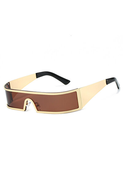 Choice1 Brown Trendy Sunglasses Personalized One-piece Small Frame Punk Glass...