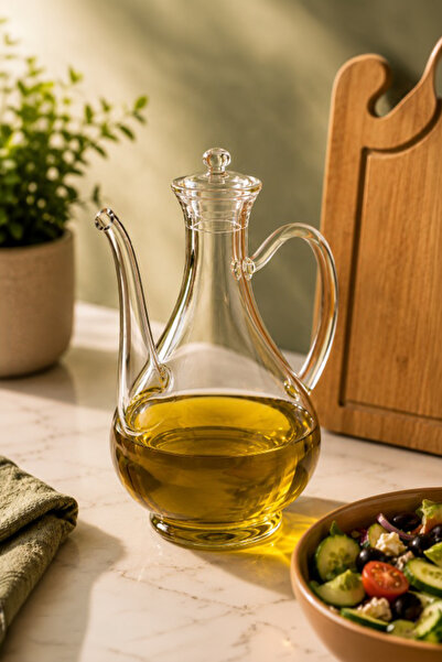 Porsima 5323 Borosilicate Glass Olive Oil Bottle - Oil and Vinegar Dispenser ...