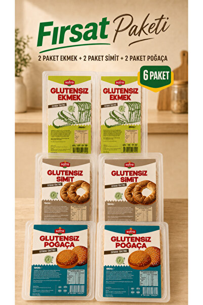SOFRA GLUTENSİZ GLUTENSİZ FIRSAT SETİ EKMEK + SİMİT + POĞAÇA (2'ŞER PAKET)