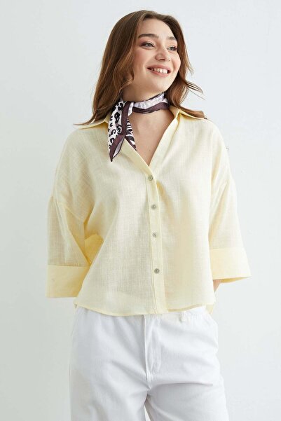 Fulla Moda Linen Look Capri Sleeve Shirt