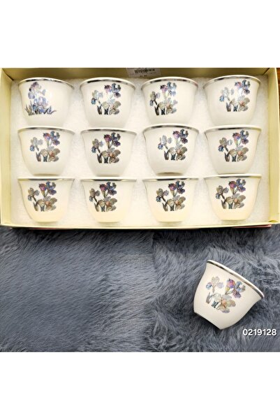 OEMS 12Pcs Ceramic Coffee Cup Set with Blue Floral Pattern