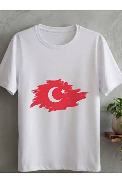 EDWOL Turkish Flag Dtf Printed White Men's Unisex T-Shirt T-Shirt