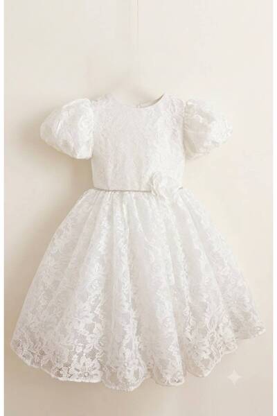 Neva Baby Boutique Girl's White Lace Stone-Embellished Fluffy Evening Dress |...