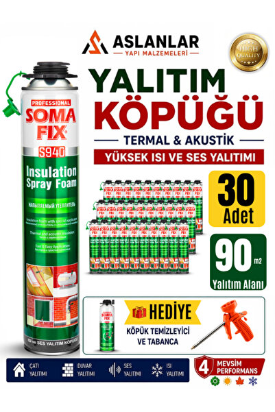 Somafix Poliüretan Termal Yalıtım Sprey Köpük Isı Ve Ses Yalıtım 30 Adet
