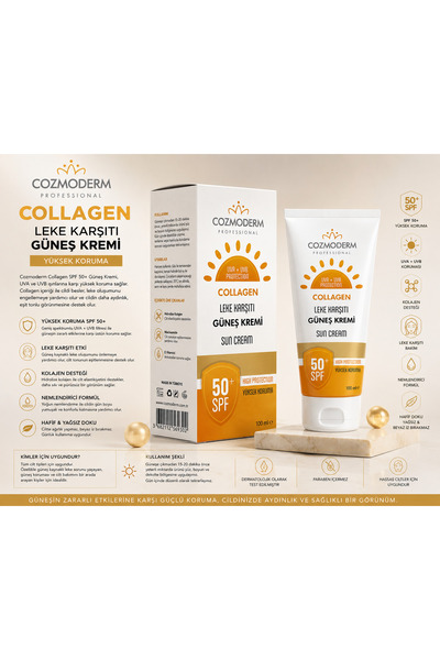 cozmoderm Collagen Sunscreen Spf 50 High Protection Suitable for All Skin Typ...