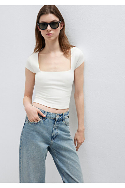 Mavi Square Neck Ecru T-Shirt Fitted / Bodycon Cut 1614388-70057