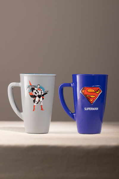 Rakle Superman Mug Set of 2 Blue-Grey 400 Cc