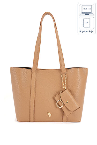 U.S. Polo Assn. حقيبة كتف نسائية باللون البيج Us26309 حصرية على الإنترنت