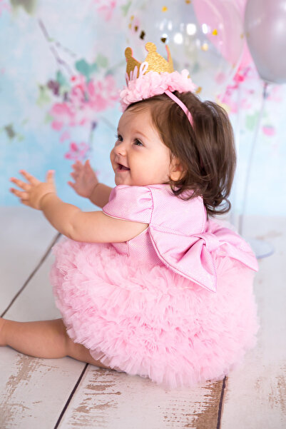 Le Mabelle Pink Short Sleeve Tulle Baby Princess Dress - Lina