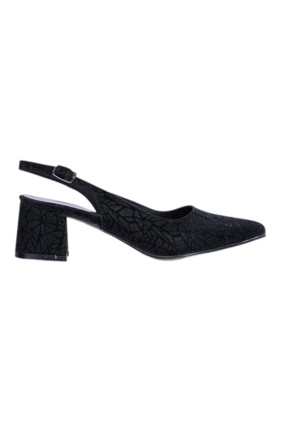 moda ayakkabım Tahir 2820 Black 5cm Slingback Heeled Shoes
