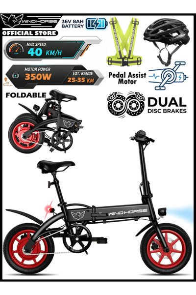 Wind Horse Folding Electric Bike 350W Motor 35KM/H Speed, 36V 8Ah Battery, 25...