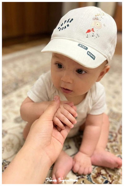 PIECE SIGNATURE 100% Cotton, Cute Baby Boy Cap (43-46 cm) (with Rubber Device...