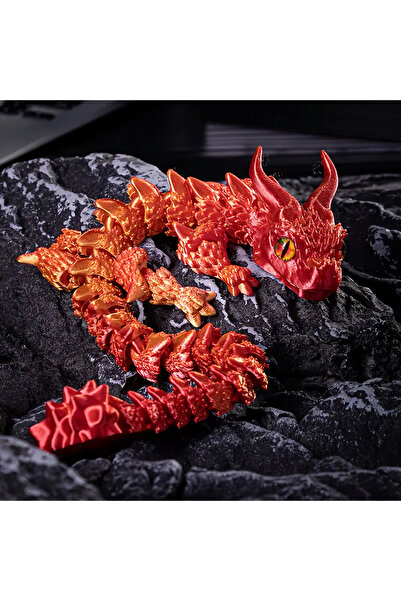 Choice Laser Red 1pc Charming 3D Printed Double-Horned Dragon Figurine with R...