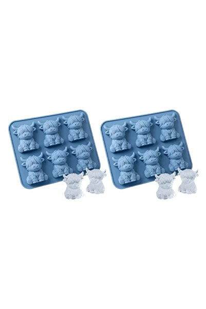 Choice1 blue 2pcs Highland Cow Ice Cube Mold Highland Cow Silicone Tray Cute ...