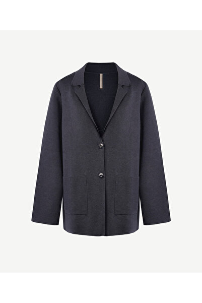 Yargıcı Wide Jacket Collar Long Sleeve Cardigan