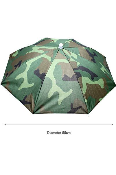 MOJOYCE 55CM Camouflage Portable Rain Umbrella Hat Foldable Outdoor Fishing S...
