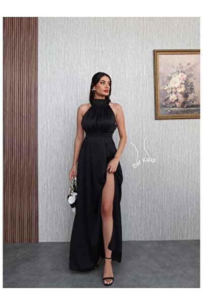 ESRAHELVACI Halter Collar Slit Loose Long Dress