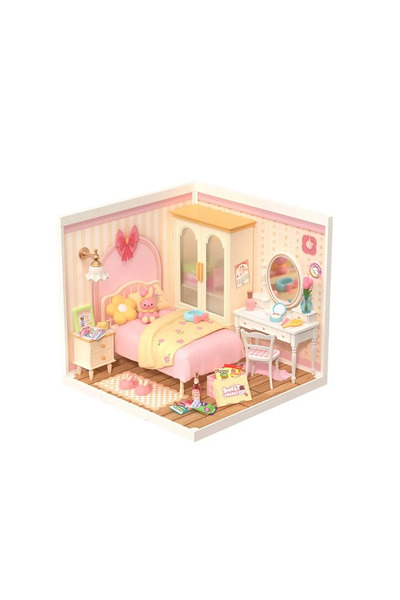 Rolife Puzzle 3D, Căsuță Mini DIY, Dormitor Roz Fermecat, Rolife, 105 piese