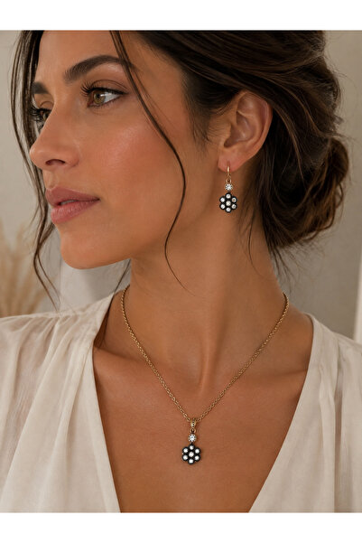 FAYRA ACCESSORIES طقم قلادة وأقراط بتصميم باباتيا مرصع بحجر الزركون