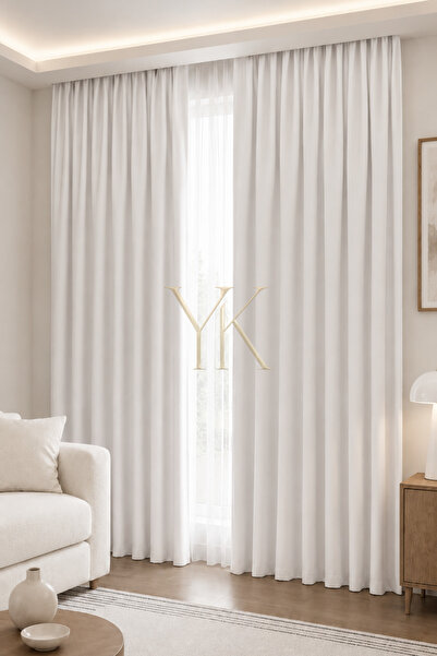 Yuka White Blackout Light-Proof Blackout Background Curtain, Battery-Free Sin...