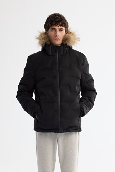 Avva Men's Black Hooded 100% Goose down Water Repellent Windproof Comfort Fit...