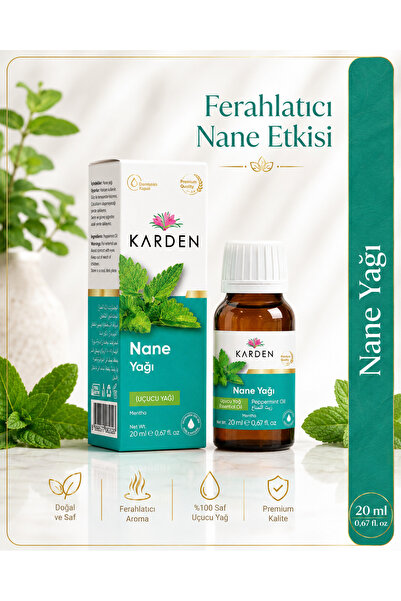 Karden Doğal Nane Yağı 20 ml - Ferahlatıcı ve Baş Ağrısı Giderici Saf Uçucu B...