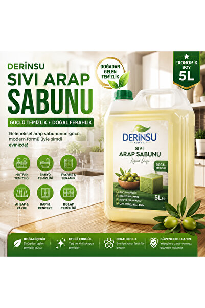 DERİNSU KİMYA 🫧 DERİNSU SIVI ARAP SABUNU – 5 LİTRE 🫧