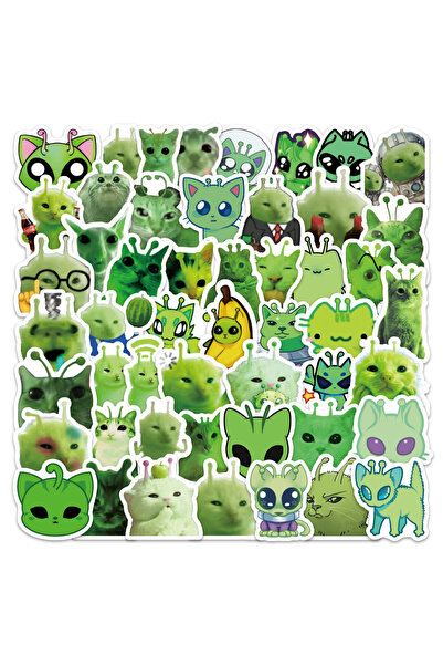 Choice 100Pcs 100pcs Funny Alien Cat Meme Stickers Green Alien Decals For Pho...