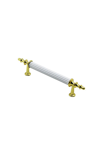 Go İthalat 10 Pieces White - Gold Pipe Handle 9.6cm (5224)