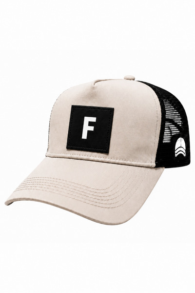 all hats F Letter Patch Detailed Mesh Trucker Baseball Cap