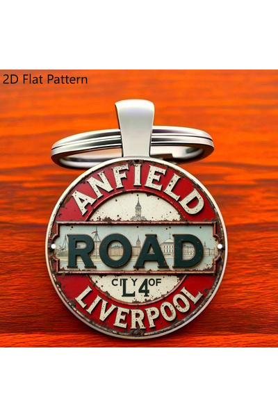 Choice 1pc Vintage Liverpool Keychain: Anfield Road Sign in Zinc Alloy. Durab...