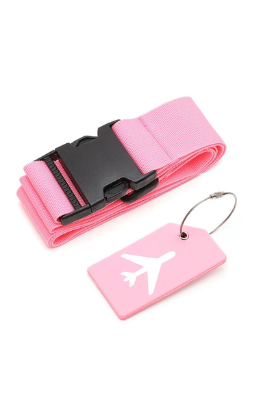 Choice7 Pink Set Luggage Strap Set with Luggage Tag Multiple Colors of Luggag...