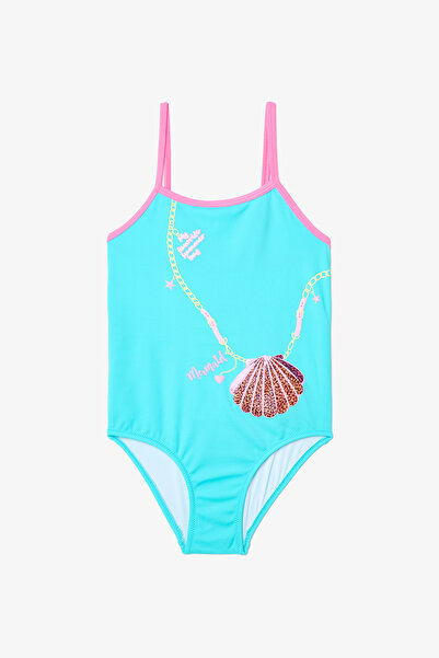 Penti Light Blue Girl's Shell Bag Ruffle Swimsuit