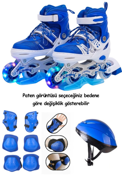 düşler oyuncak dünyası Mavi Numara Ayarlanabilir Işıklı Alıştırma Pateni (2+2...