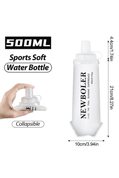Choice BOT225-WHI-500 NEWBOLER 300ml/500ml/700ml Soft Flask Foldable Silicone...