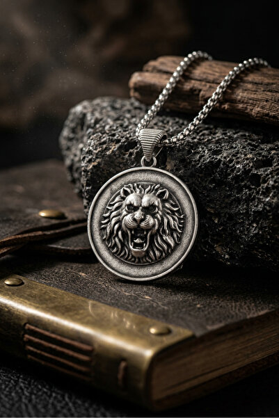 Begondio Roaring Lion Handcrafted Stainless Steel Chain Men's Necklace