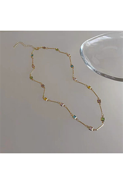 Choice Gold Rainbow Crystal Gemstone Retro Choker Colored Zircon Necklace For...
