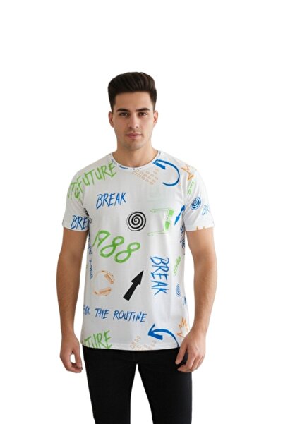 OEM Tricou bărbătesc cu imprimeu grafic, mânecă scurtă, casual, TG-80