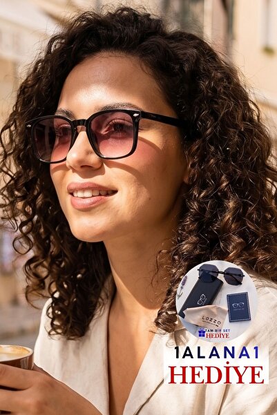 Lozzo Women's uv400 square black gradient lens sunglasses 23043 c2 deg