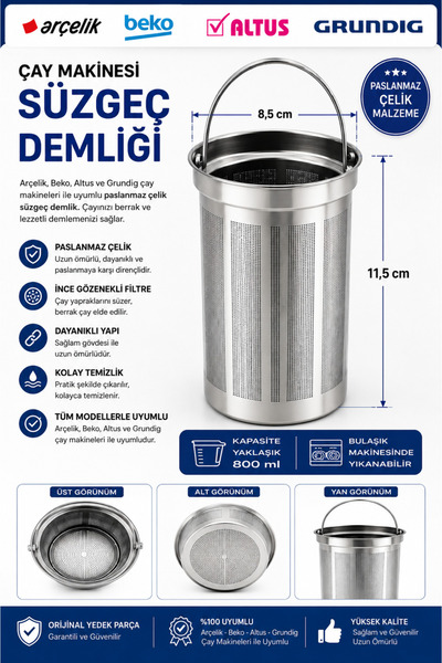 Arçelik Beko Original K/3290 - Teapot Steel Filter, Bkk/2215/In, 9197061644